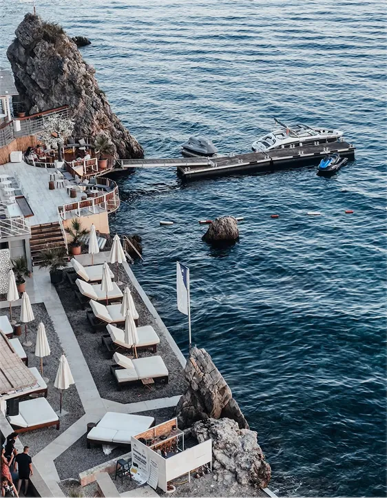 Marina with boats, shot from above