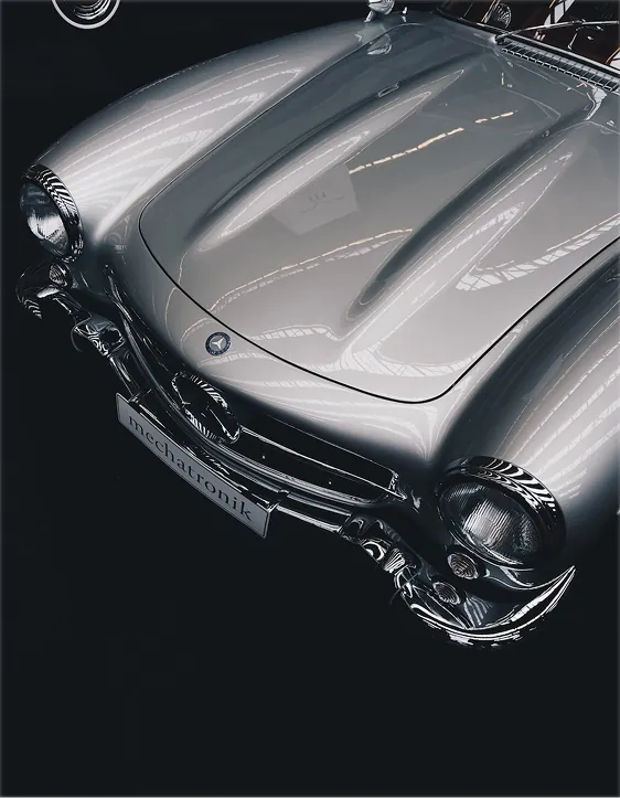 Classic Mercedes sports car, front detail