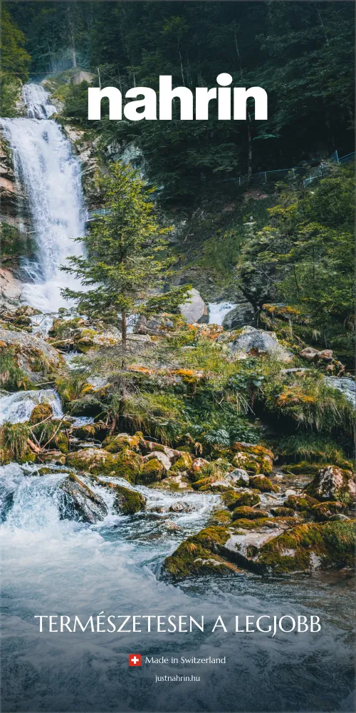 Nahrin roll-up banner with a waterfall