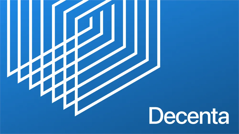 Decenta logo, line pattern on blue