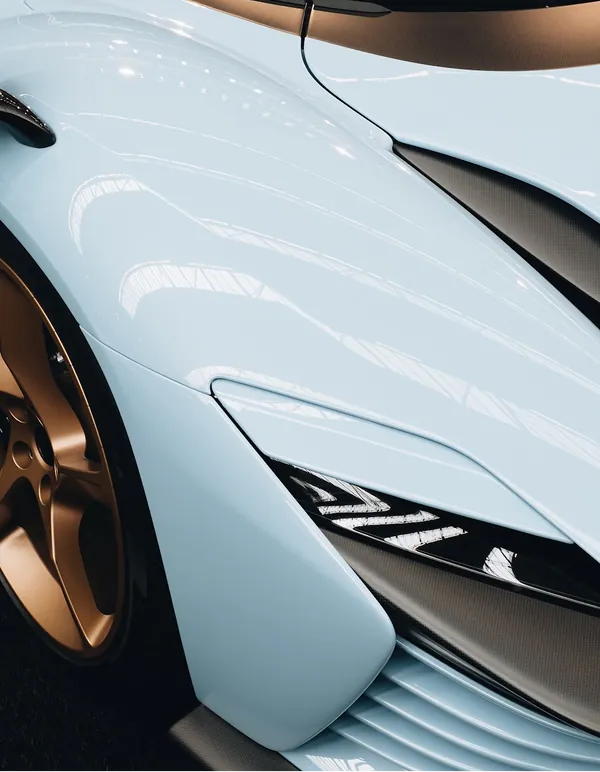 Light blue Lamborghini, side detail