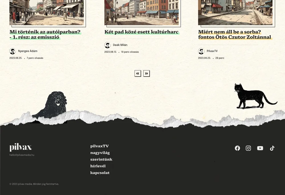 Pilvax Media website homepage, alternative layout