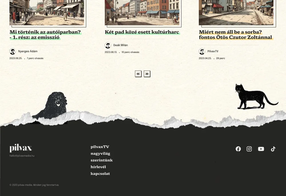Pilvax Media website homepage, alternative layout