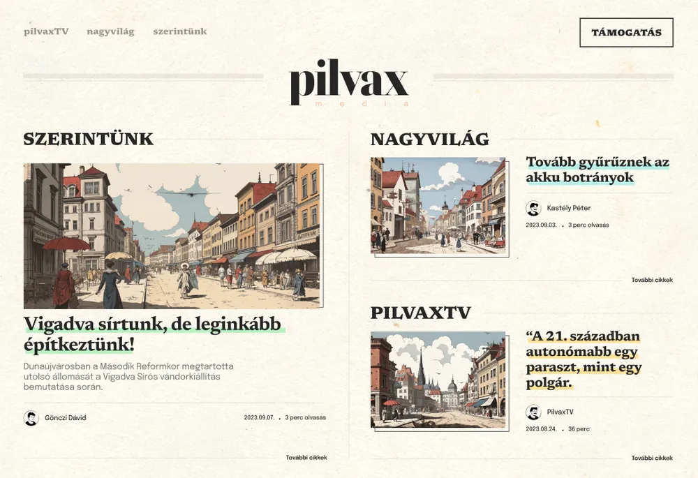 Pilvax Media website homepage