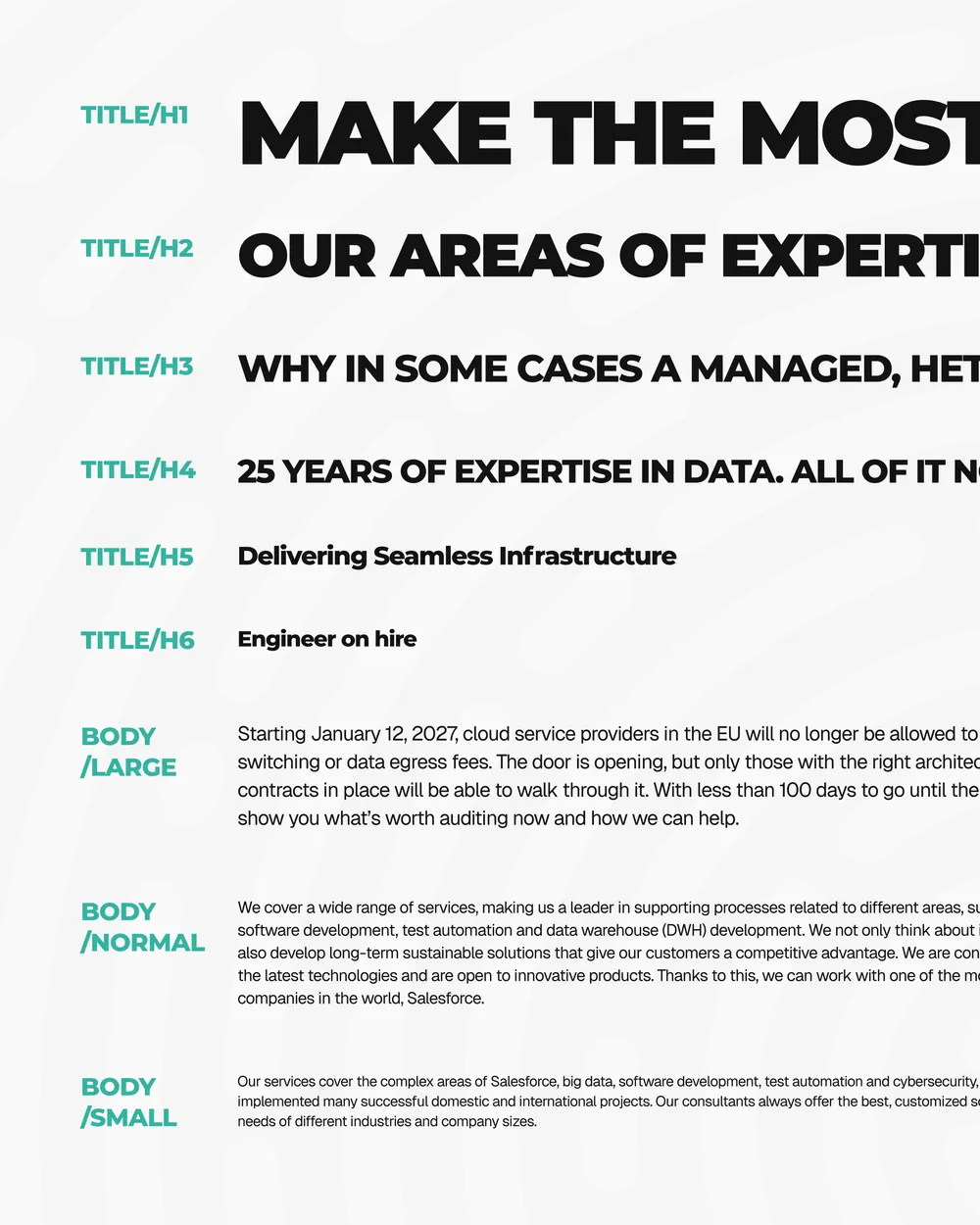 United Consult typography scale